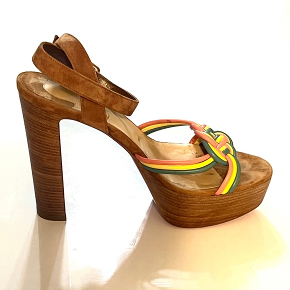Christian Louboutin Rainbow Knot Suede Platform Sandals - Picture 3 of 9
